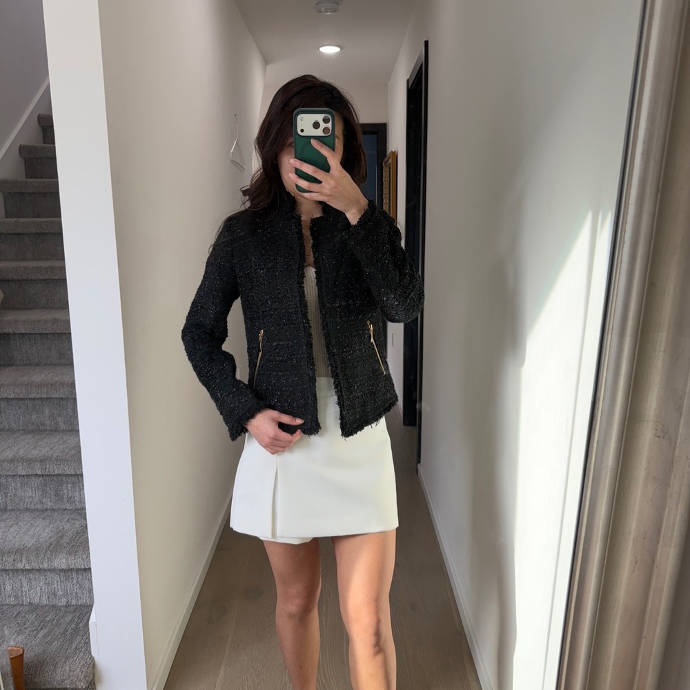Kate Spade Old Money Chanel Inspired Tweed Jacket Black Shimmer Gold 0 - Picture 3 of 8